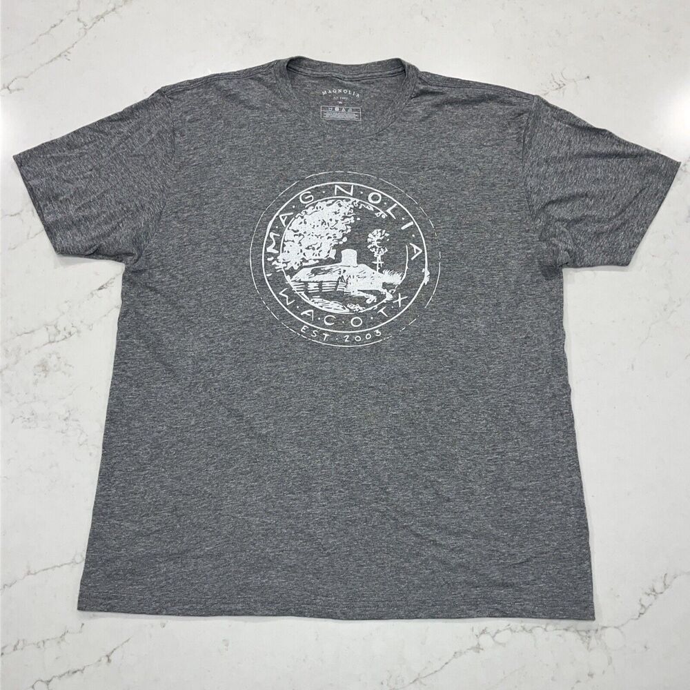 Magnolia XL Market Farm Graphic‎ Waco Texas Gray Short Sleeve T Shirt EUC